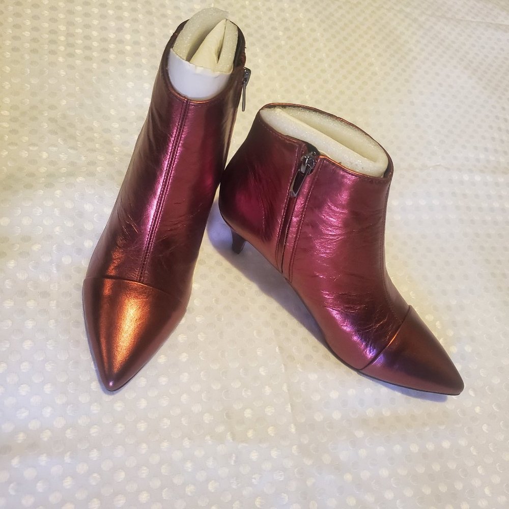 Sam Edelman Leather Metallic Pointed Toe Boots